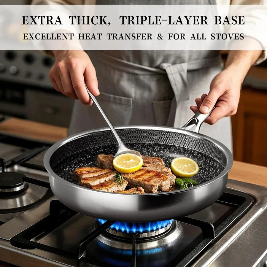 Hybrid Triply Stainless Steel Cookware Set Pots And Pans Set Non Stick with Steamer Basket Non Toxic