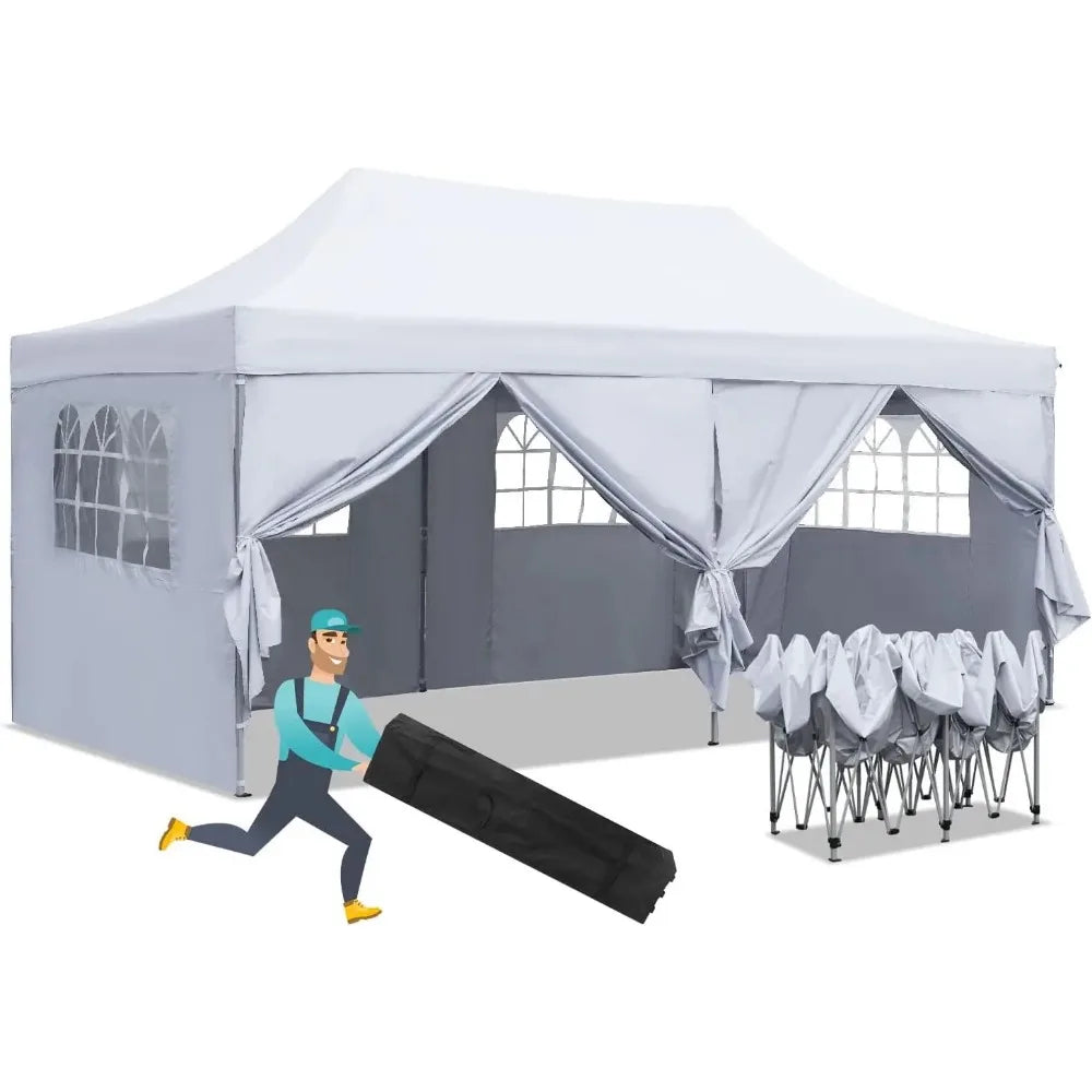 WONLINK 10x20 ft Pop up Canopy, Heavy Duty Gazebos w/Removable Sidewalls and Wheeled Bag Waterproof