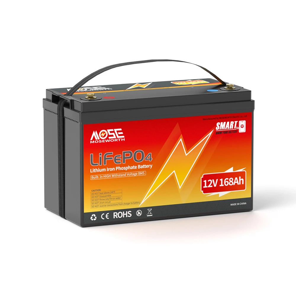 12V 24V LiFePO4 Battery w/Bluetooth 100Ah 140Ah 168Ah Lithium Iron Phosphate Battery Rechargeable