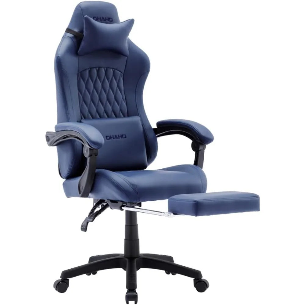 OHAHO Gaming Chair Computer Chair w/ Footrest & Lumbar Support, Height Adjustable Game Chair w/360°