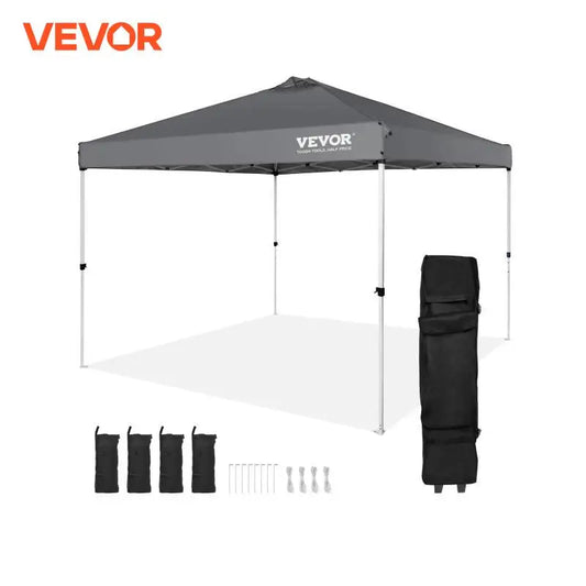 VEVOR Pop Up Canopy Tent 250D PU Silver Coated Tarp w/ Portable Roller Bag & 4 Sandbags Waterproof