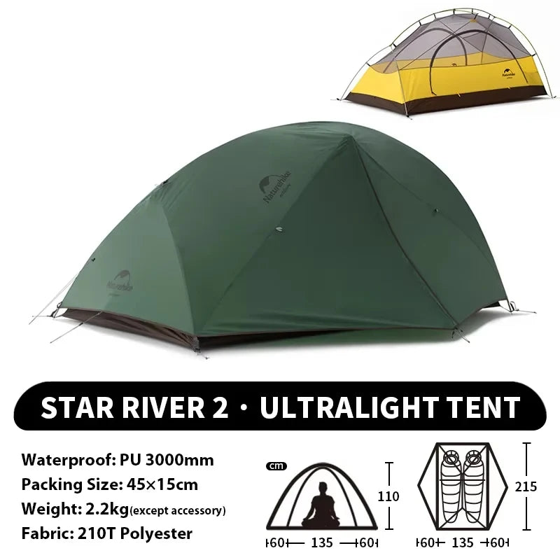 Naturehike Star-River Ultralight Waterproof Tent 2 People 4 Seasons Outdoor