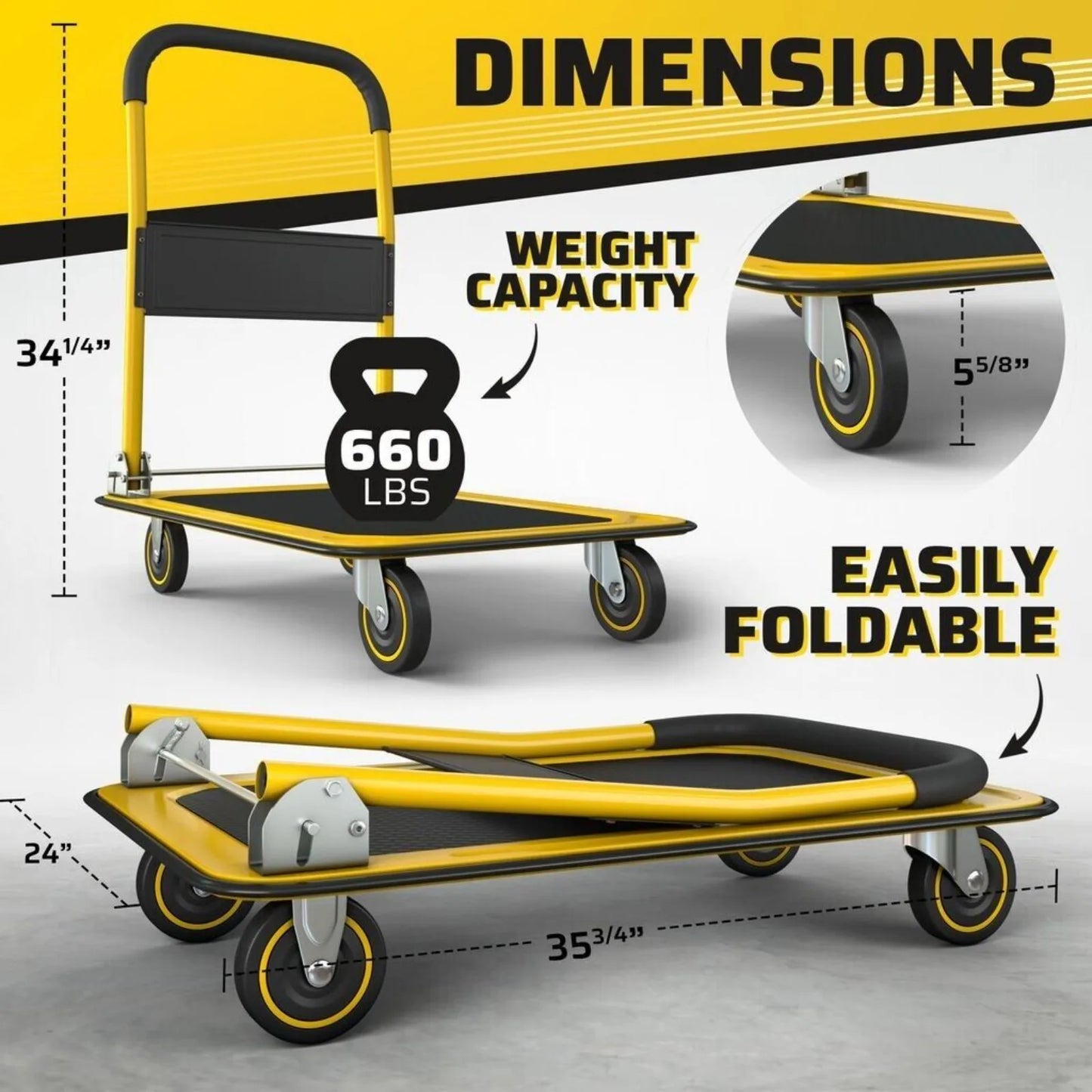 US Folding Trolley Truck Trunks Cart Moves 660 lbs-