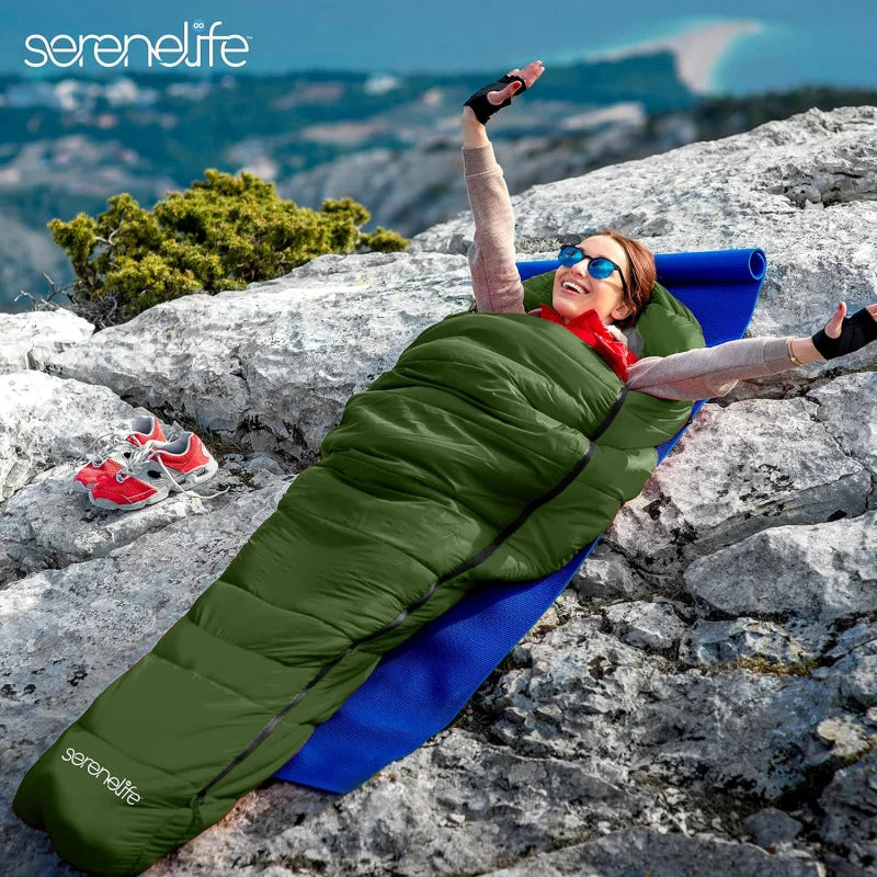 Backpacking sleeping bag camping gear-mummy bag for adults/teens W/pillow, lightweight weather proof