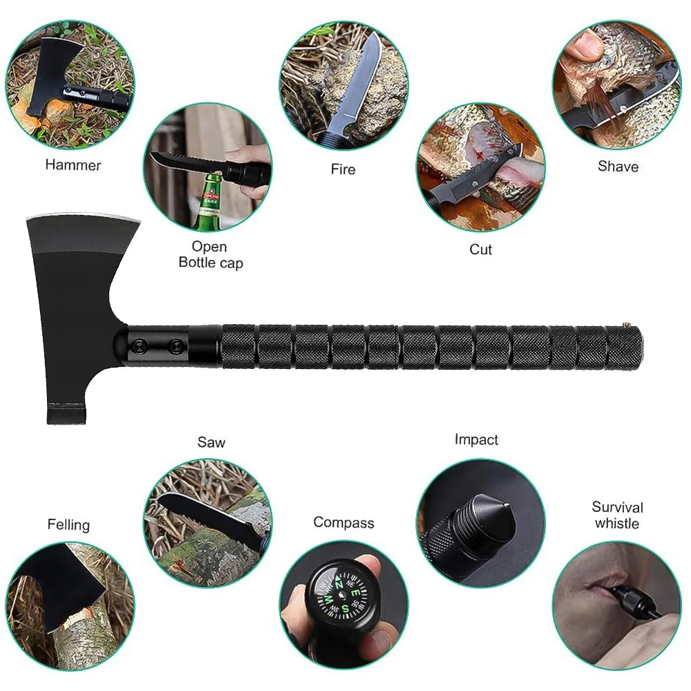 Multi-function Tactical Axe Sheath Blade Tools High Carbon Steel Molle Survival Tools