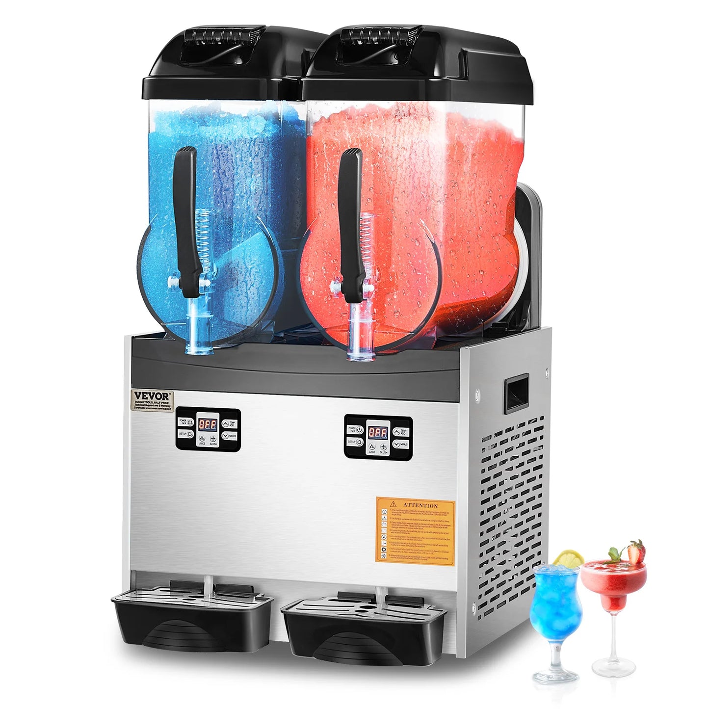 SucceBuy 3-36L Commercial Slushy Machine 1-3 Tanks Stainless Steel Margarita Smoothie Frozen Drink