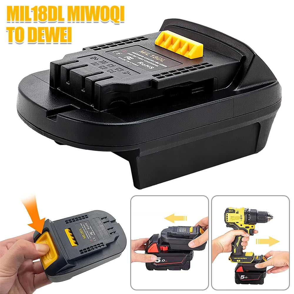 MIL18DL Adapter for Milwaukee 18V Li-Ion Battery Convert to Dewalt MAX 18V/20V, Battery Converter