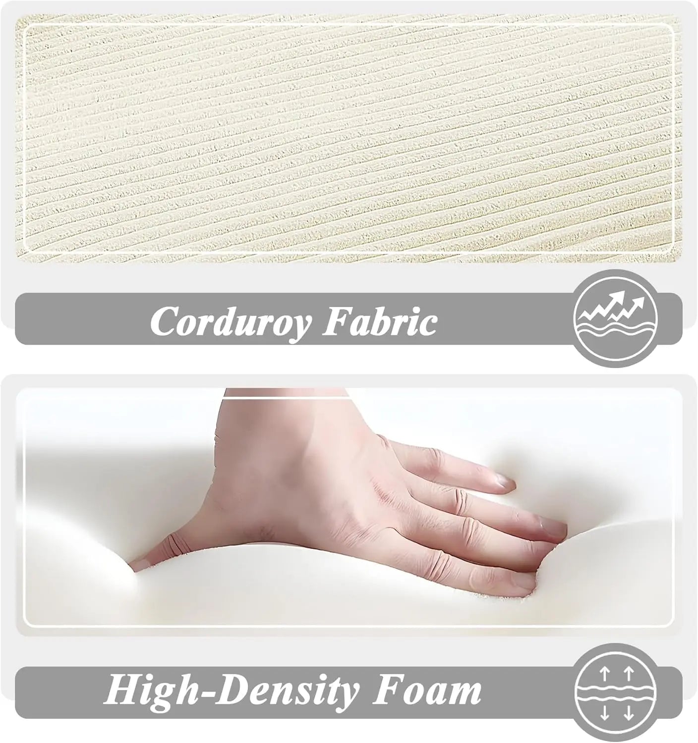 Oversized Chaise Lounge Chair with 3 Comfy Pillows for Living Room Bedroom, Wide Arms Corduroy