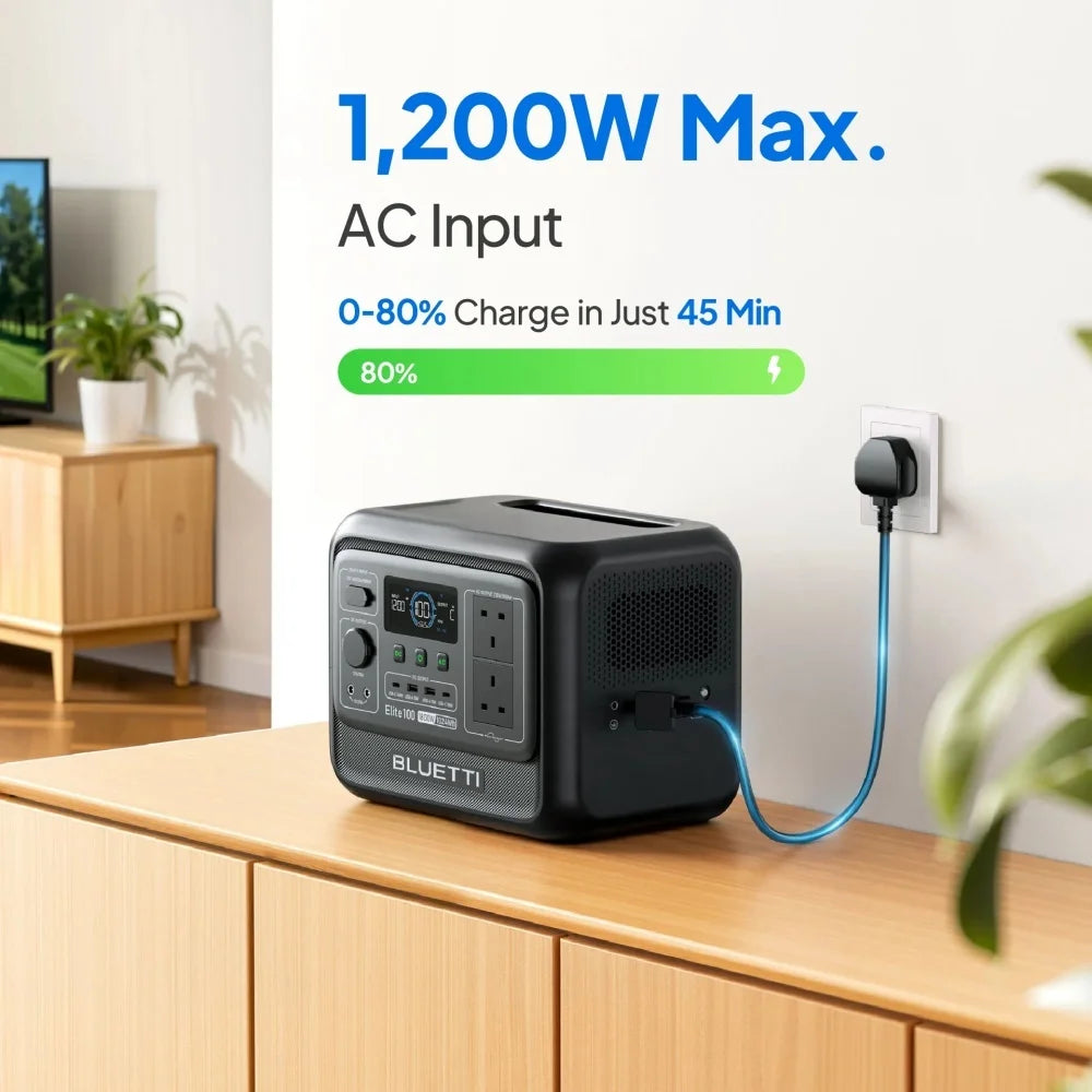 BLUETTI Elite 100 V2 Portable Power Station 1800W 1024Wh Solar Generator for Outdoor Camping /Backup