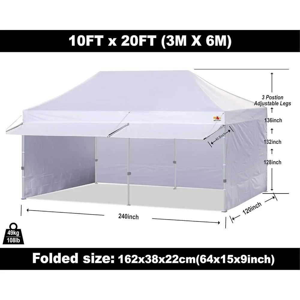 Portable Freestanding Shelter W/ Awning & Booth 10x20 Pop Up Commercial Canopy Tent-Events Vendor