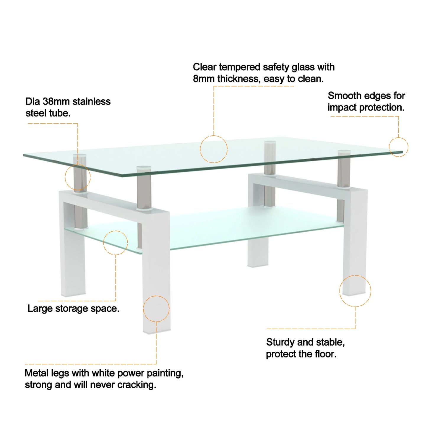 Rectangle Black Glass Coffee Table, Clear Coffee Table, Modern Side Center Tables/Furniture