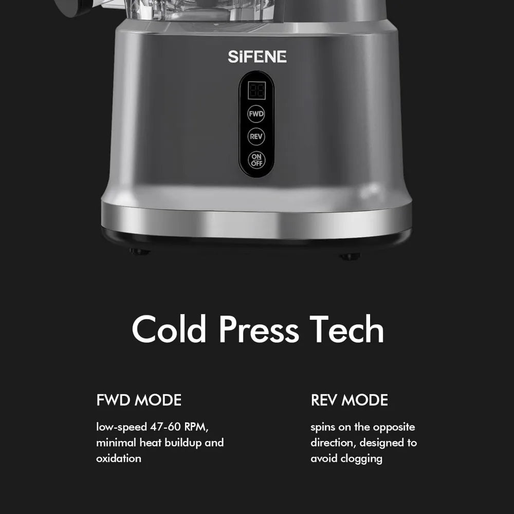 Cold press juicer with an 83mm large mouth, whole slow chewing juicer. BPA free