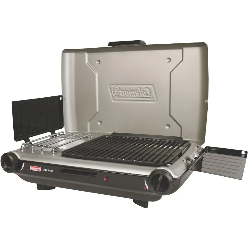 Coleman Classic 2-in-1 Camping Grill/Stove w/2 Adjustable Burners, Propane Grill/Stove w/Ignition