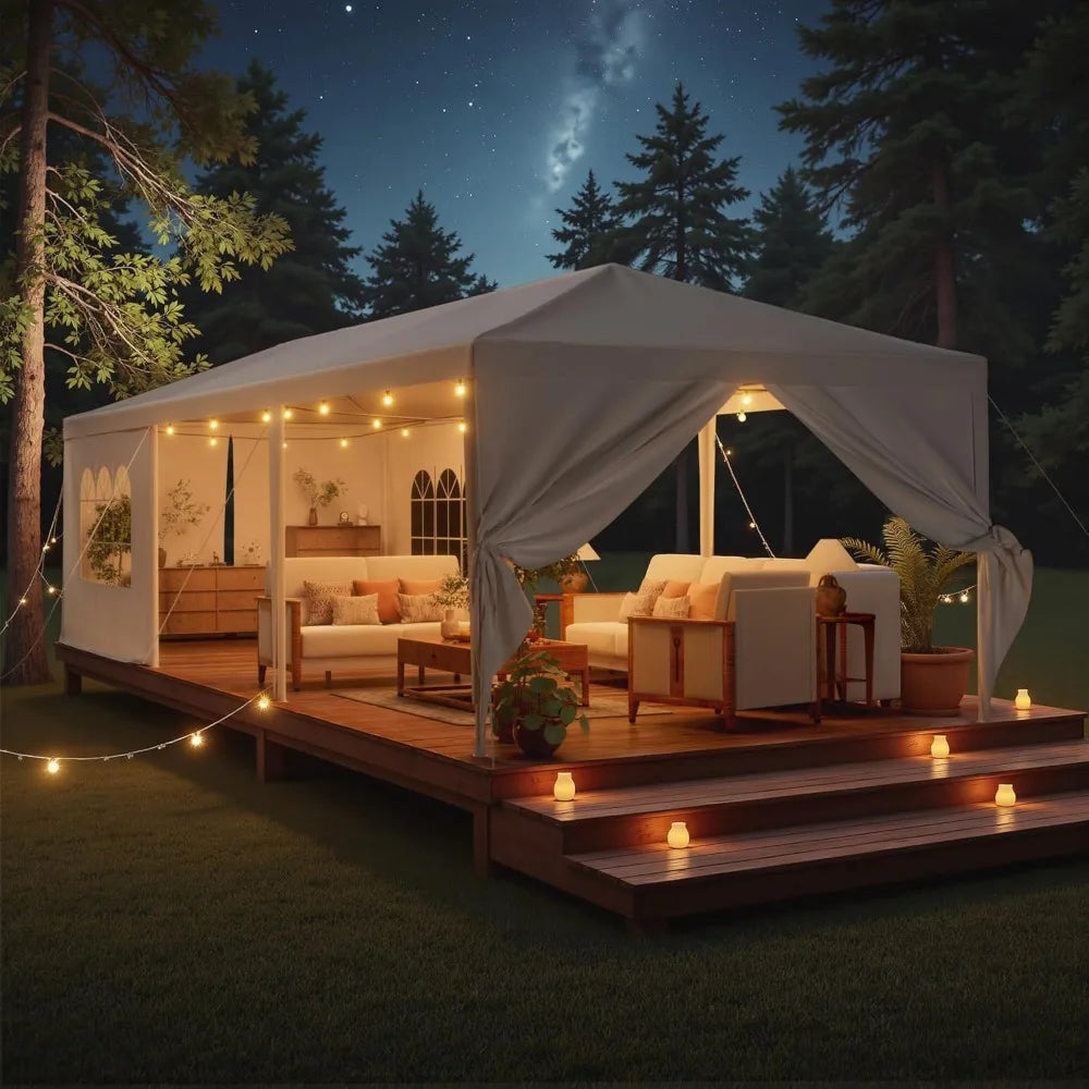 10' × 30' Party Tent Outdoor Tent for Party Rainproof Wedding Tent Event Booth for up to 40 People