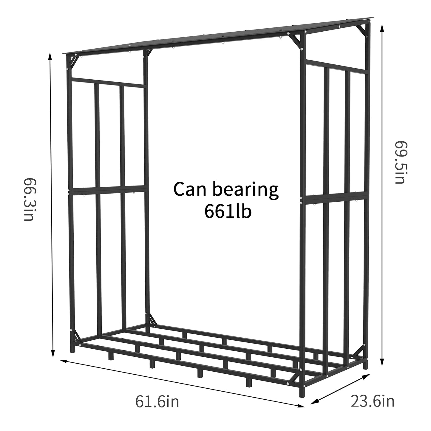 Heavy Duty Tall Metal Firewood Rack Stand with Top Cover Fireplace Wood Storage Stacking Holder