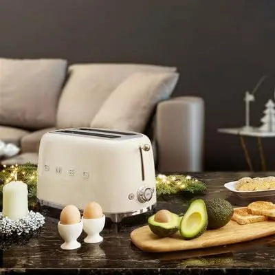 Slice Toaster with 6 Presets and Defrost Function and Removable Crumb Tray (Cream)