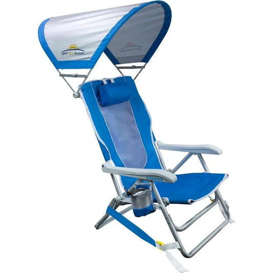 Backpack Beach Chair Reclining Folding Chairs with Durable Armrests, Drink Holder & Carry Straps