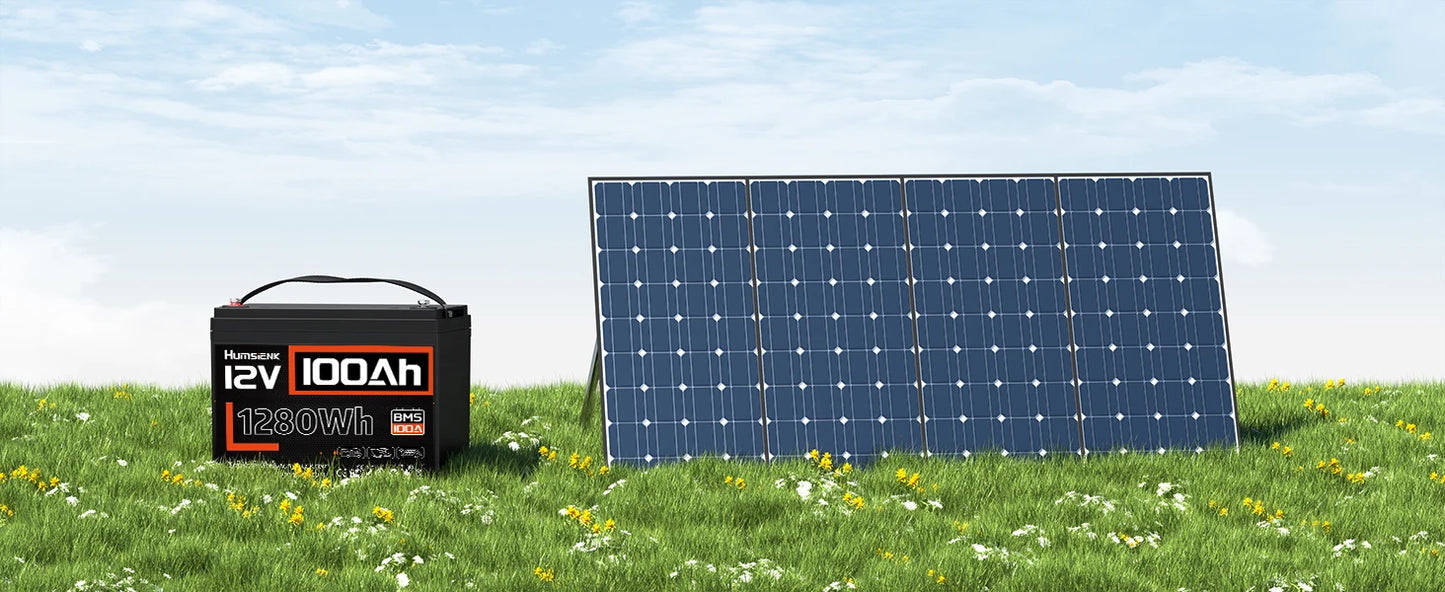 Humsienk 12V 100Ah Built-in 100A BMS Lithium Iron Phosphate Battery Packs