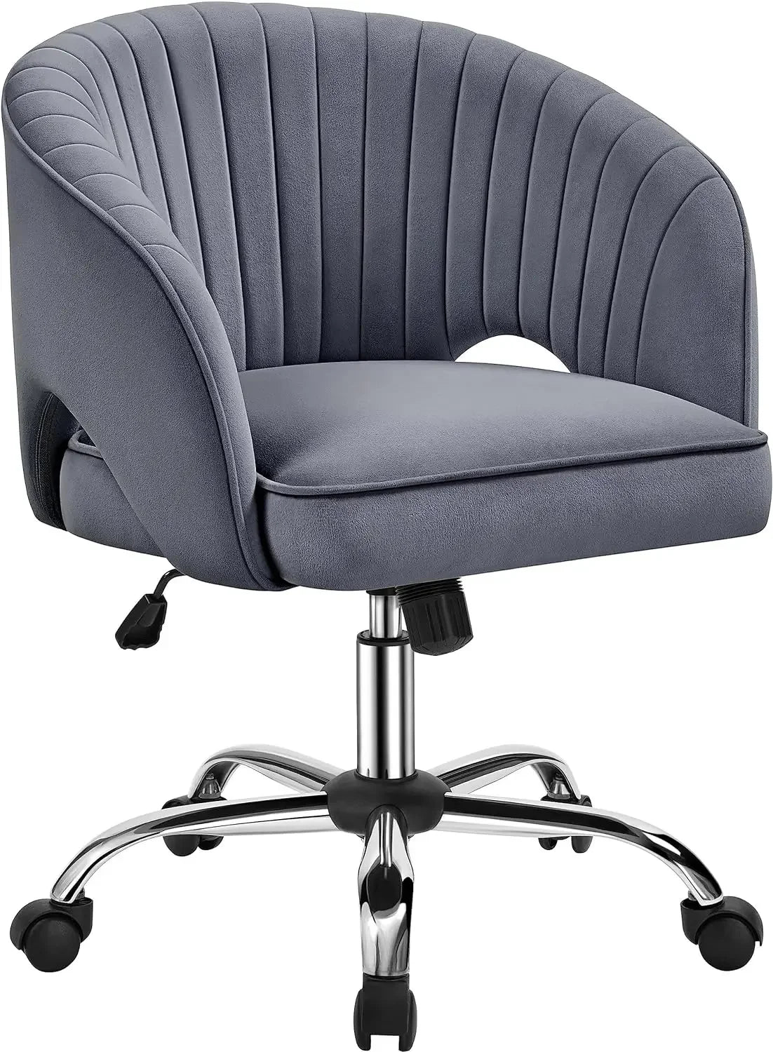 Desk Chair Velvet with Wheels Home Office Upholstered Modern Swivel w/ Tufted Barrel Back