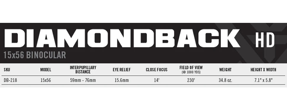 Vortex Diamondback HD 15x56 Binoculars - HD Optics, Water/Fog/Shockproof & GlassPak Case, Unlimited Warranty