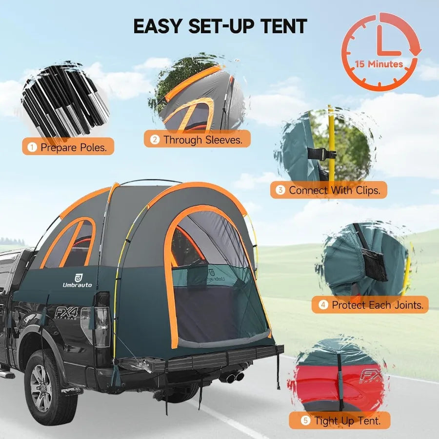 Truck Bed Tent 5.56ft: Easy Up UMBRAUTO Pickup Truck Tents for Camping Waterproof PU3000mm Canopy