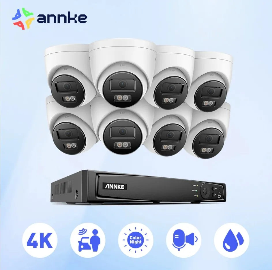 ANNKE 4K Ultra HD POE Surveillance 8CH NVR Recorder W/8MP CCTV Audio Recording 3K LP Cameras