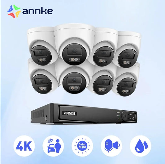 ANNKE 4K Ultra HD POE Surveillance 8CH NVR Recorder W/8MP CCTV Audio Recording 3K LP Cameras