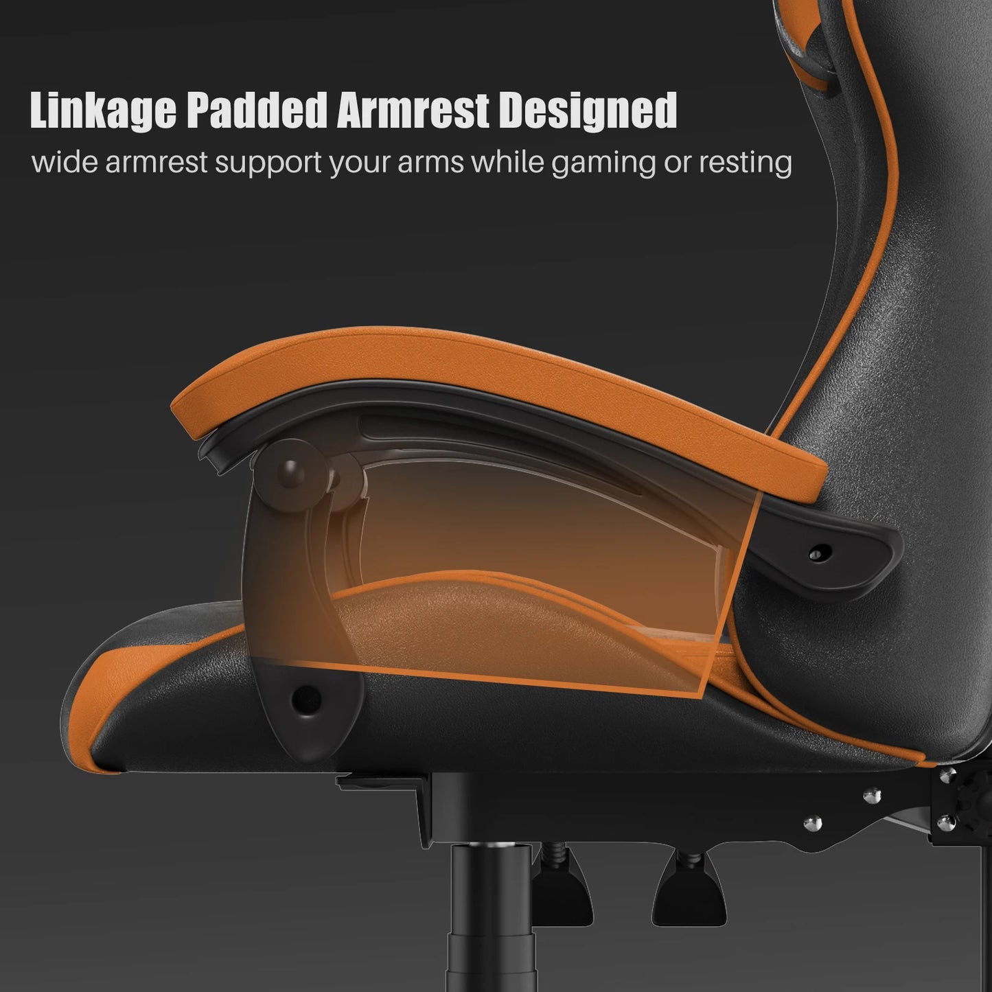 Reclining High Back PU Leather Gaming Chair with Headrest and Lumbar Support