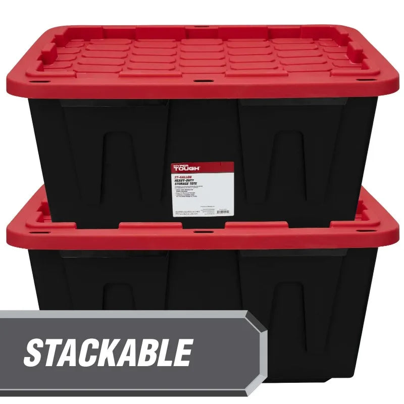 (6 pack) Hyper Tough Large Storage Bin, 27 Gallon Plastic Storage Container with Snap-On Lid