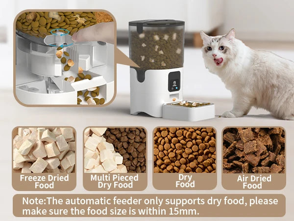 PAPIFEED Smart Automatic Cat Feeders WiFi Pet Feeder with APP Control for Remote Feeding Detachable