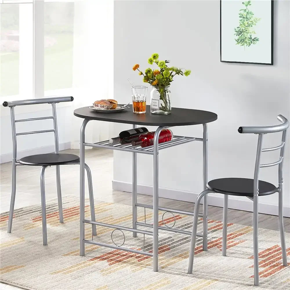 Alden Design Modern Dining Set 3pcs round Table And 2 Chairs Multiple Colors Available