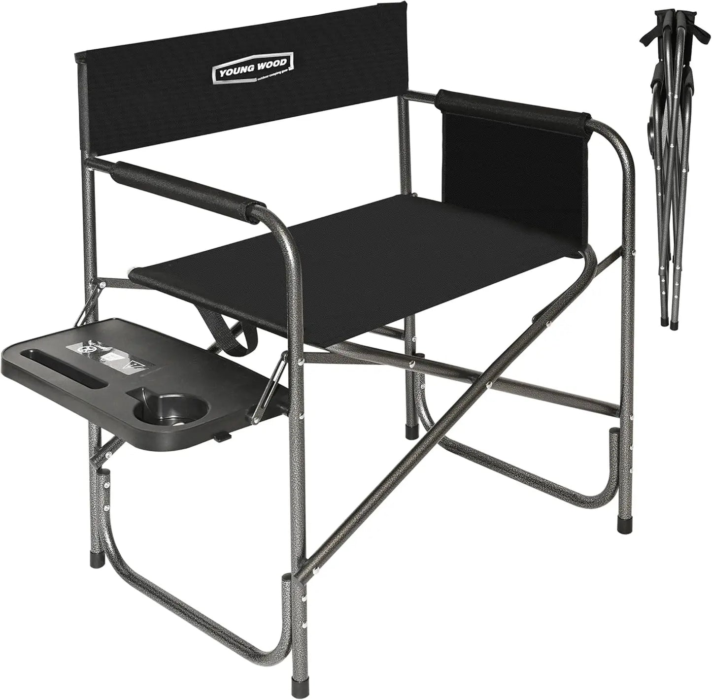 Camping Directors Chair, Lightweight Oversized Portable Folding Chair w/Side Table +Storage Pockets
