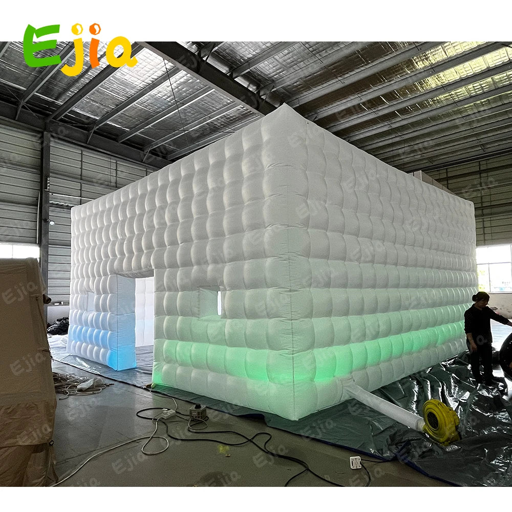 Inflatable Nightclub Cube Tent Disco Light Nightclub Tent with LED Colour Lighting Suitable W/Blower