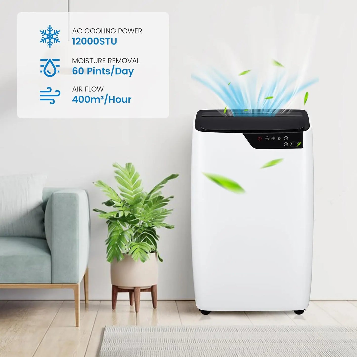 12000 BTU Portable Air Conditioners/550 sq.ft, 3-IN-1 Free Standing Quiet Cooling Portable AC Unit