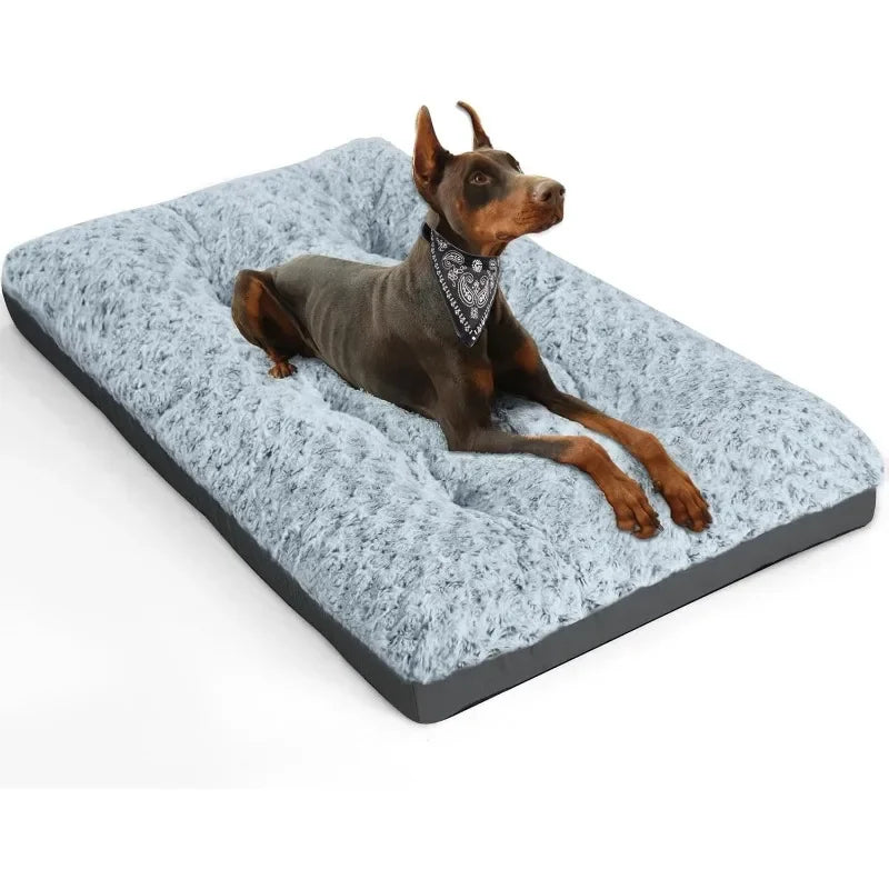 Washable XL Dog Bed Crate Mat 42 inch Comfy Kennel Pad Anti-Slip for Dogs Up to 90 lbs, 42" x 28"