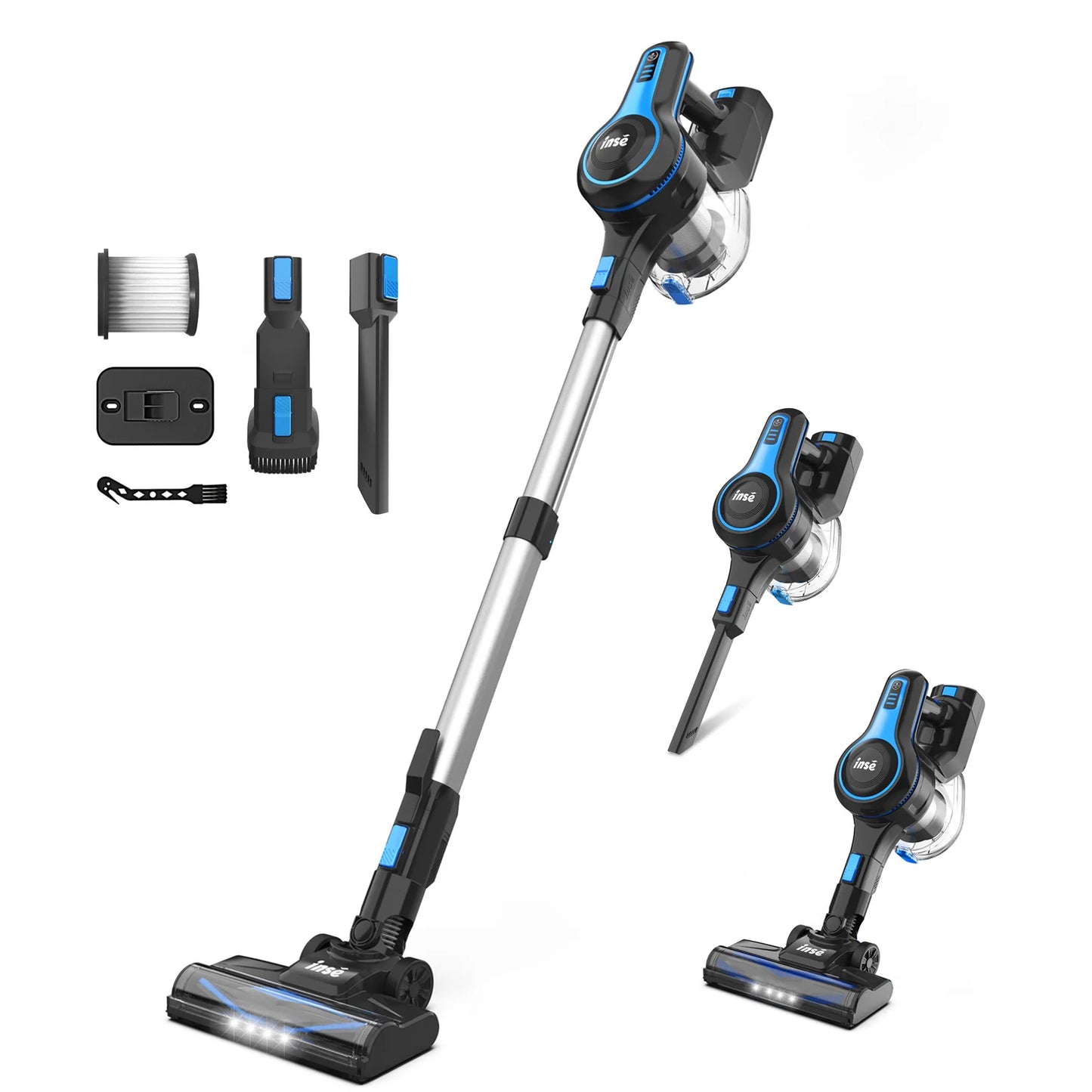 INSE Cordless Vacuum Cleaner, 20Kpa Lightweight Stick Vacuum with 2200mAh Battery