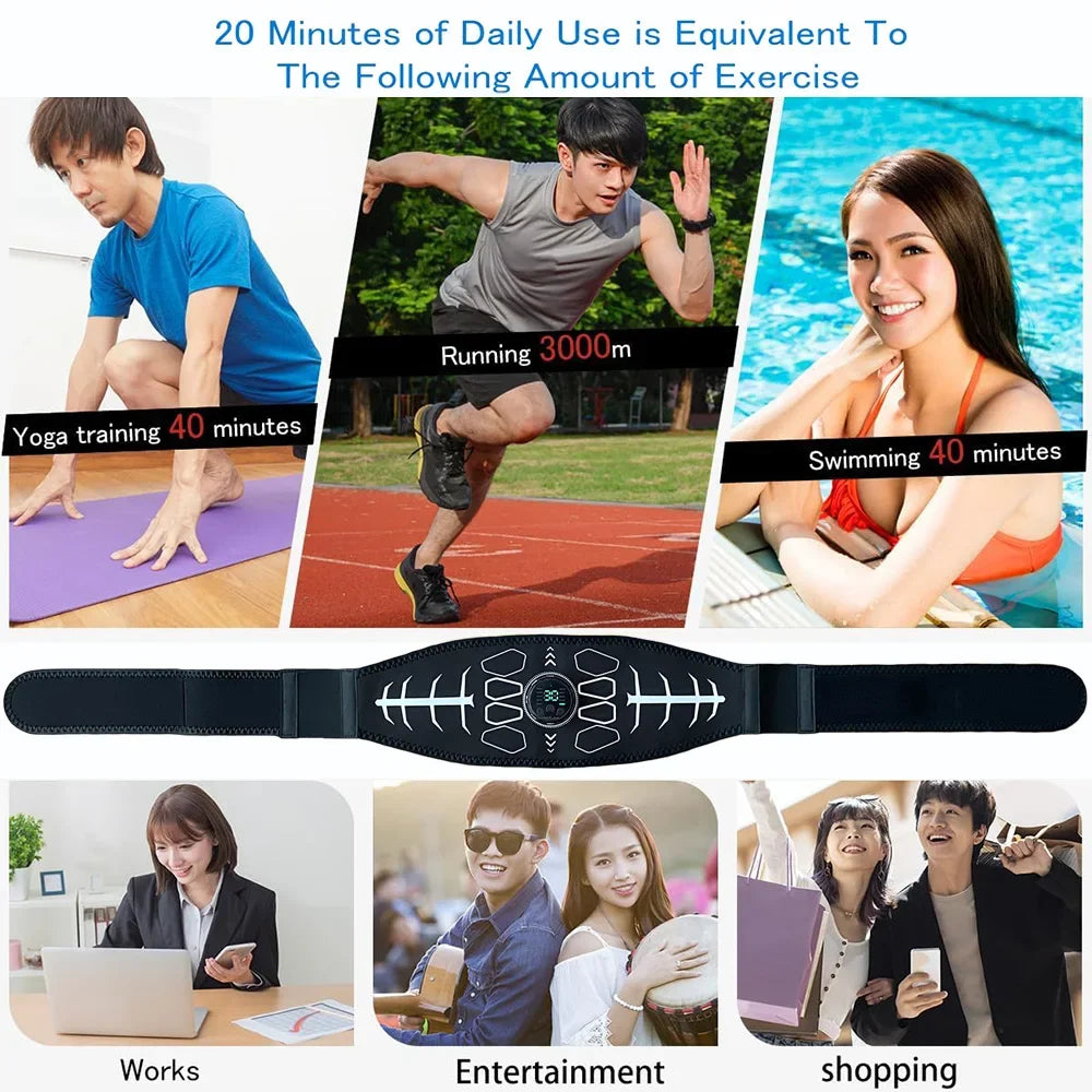 Abdominal Toning Belt Muscle Toner EMS Muscle Stimulator Abs Trainer Recharge Body Massager