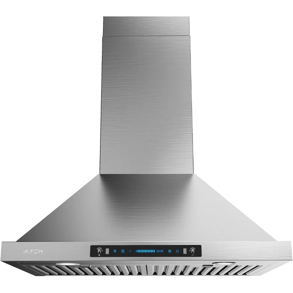 iKTCH 30-inch Wall Mount Range Hood 900CFM Ducted/Ductless Convertible Chimney Vent Stainless Steel