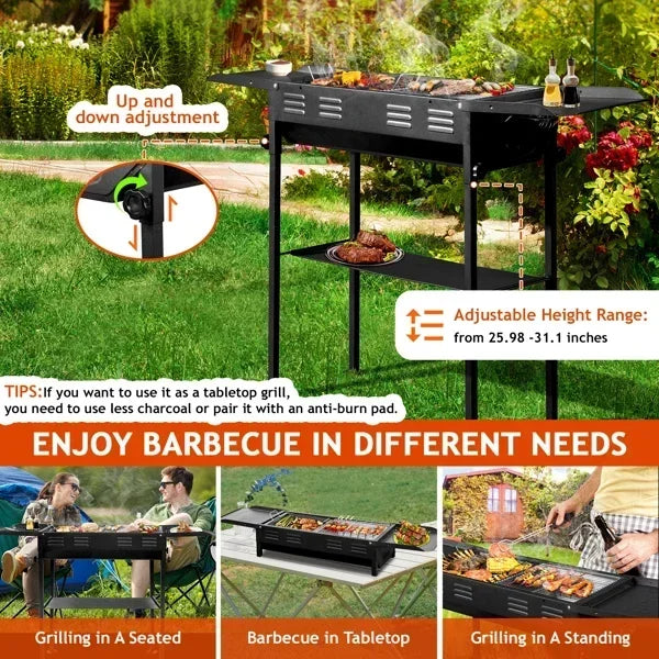 Outdoor BBQ Portable Charcoal Grill, Foldable BBQ Grill, Garden Backyard Party Picnic