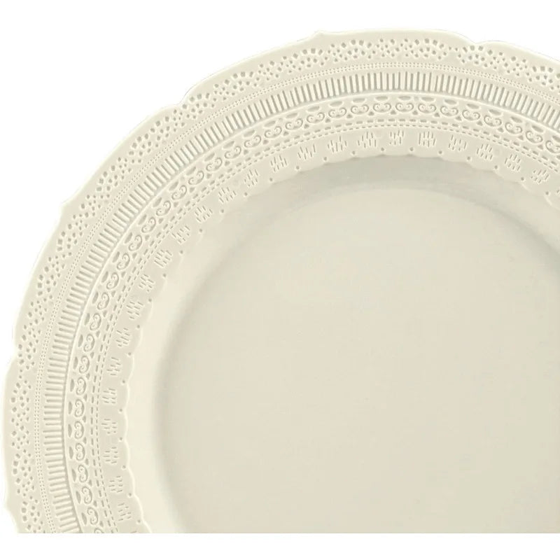 240 Plates Pack,(120 Guests) Extra Heavyweight Vintage Wedding Disposable/Reusable Plastic Plates