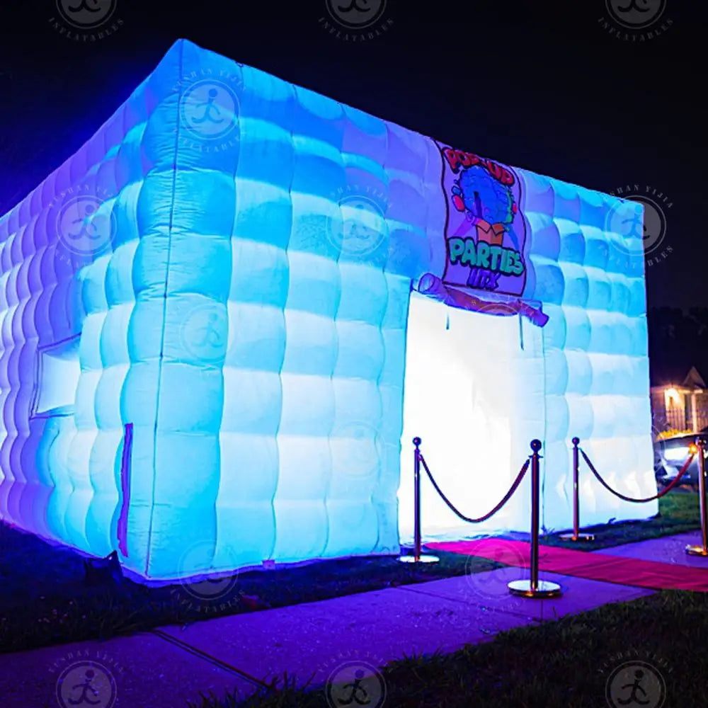 Portable Large LED Inflatable Air Cube Tent House w/Blower Inflatable Lighting Tent/Party Event