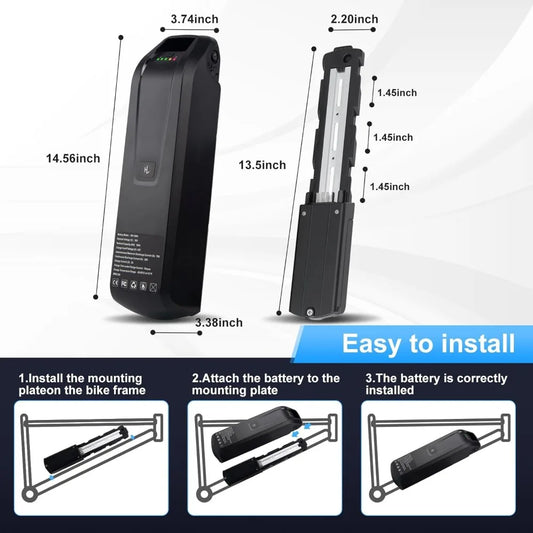 36V 48V Hailong Ebike Battery w/Charger Full Capacity 10Ah 15Ah 20Ah 18650 Lithium Battery Pack