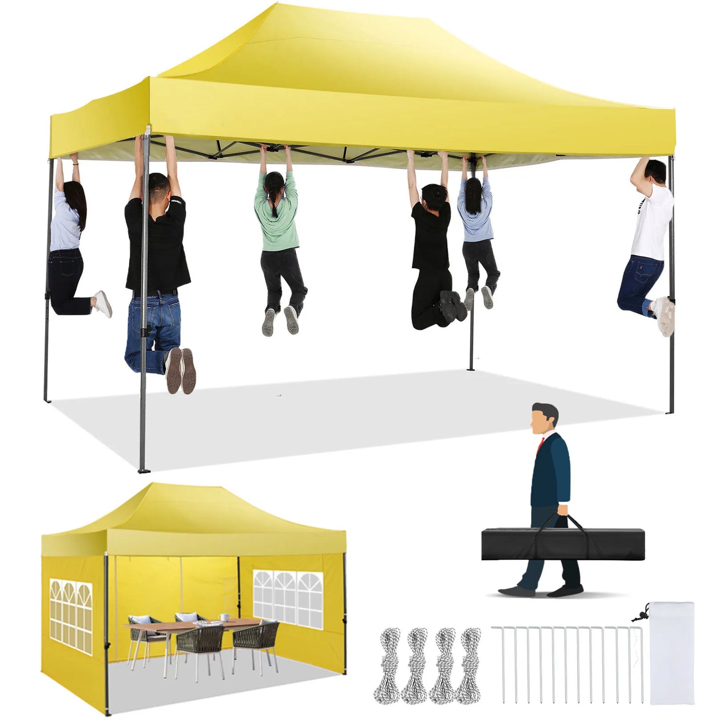 COBIZI 10x15 Heavy Duty Pop up Canopy Tent with 4 sidewalls Commercial Canopy Wedding Party Tents