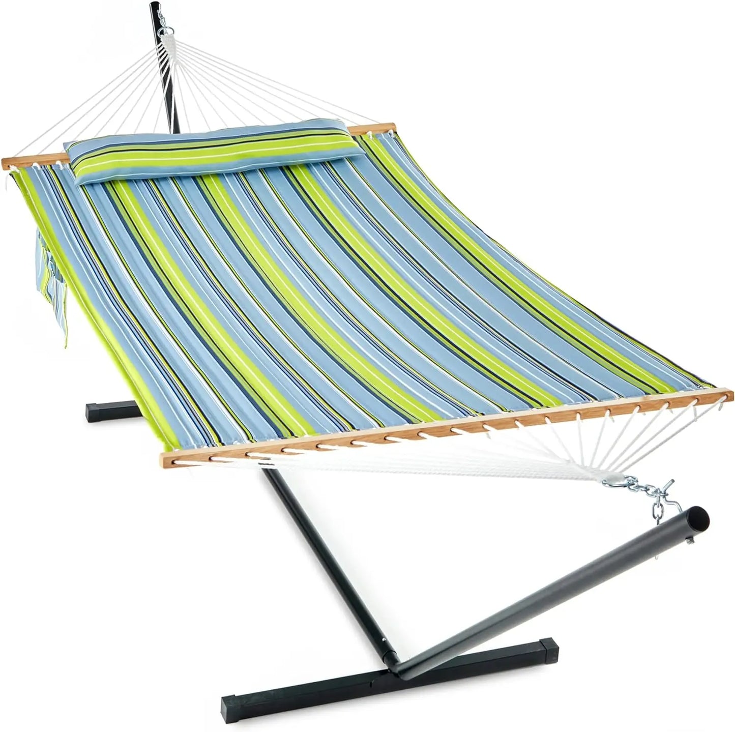 Hammock with Stand, Extra Large Removable Pillow, Side Pockets, 475lbs Capacity, Double Hammock