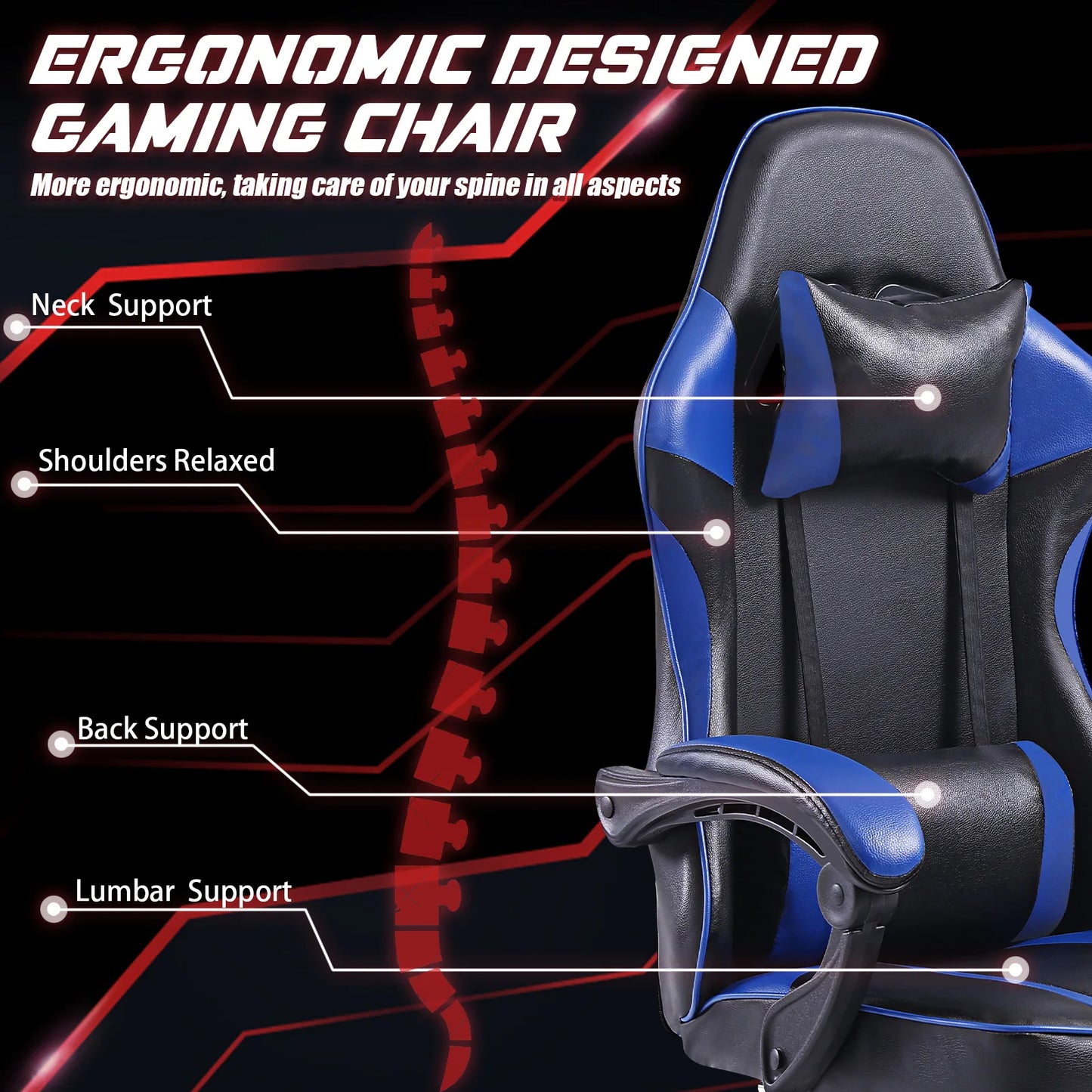 Ergonomic Gaming Chair Recliner, PU Leather Racing Game Chairs for Adults, Executive Office Chair