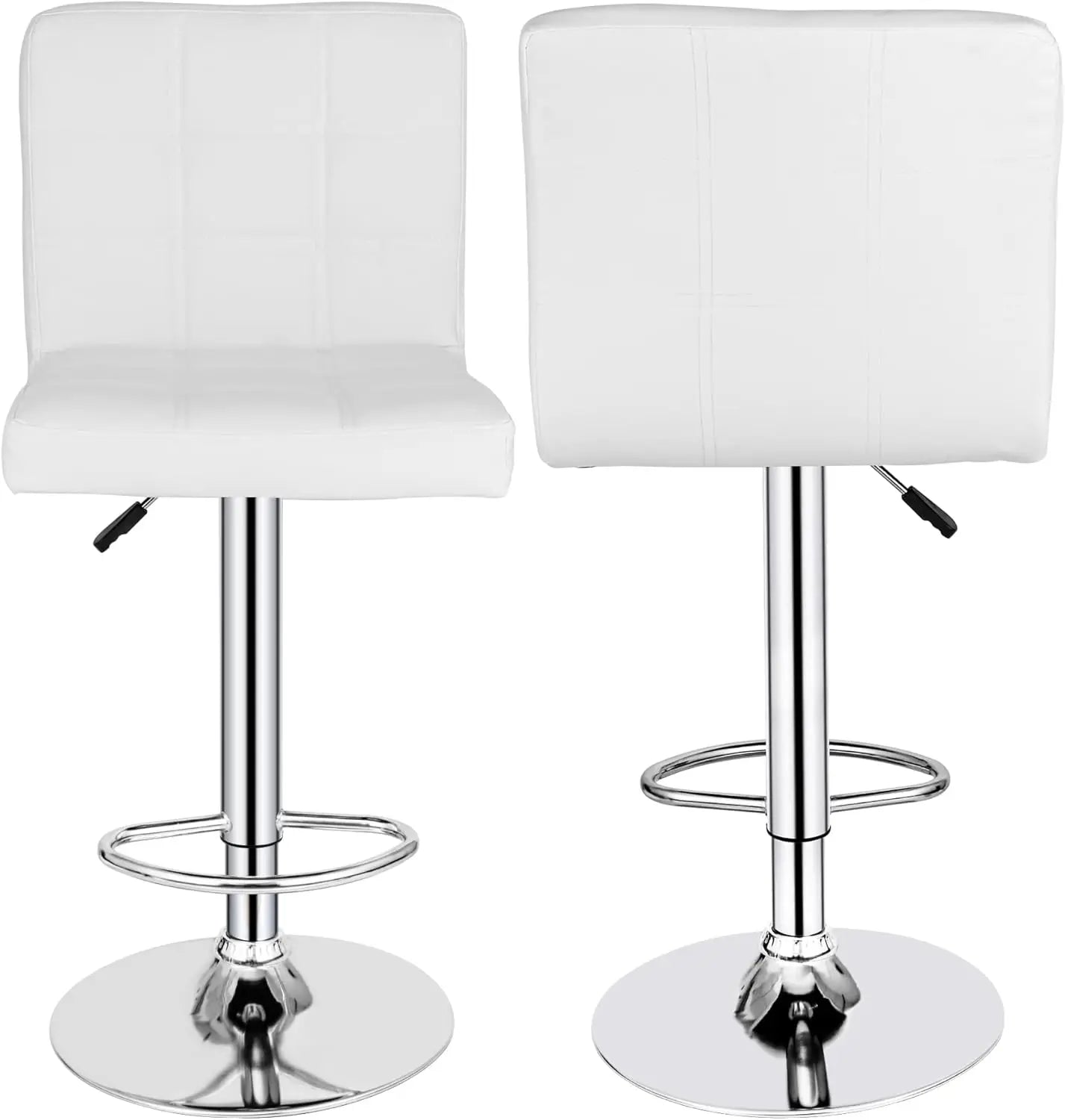 Counter Chairs Adjustable Counter Height Swivel Barstools Set of 4, Square PU Leather Bar Stools