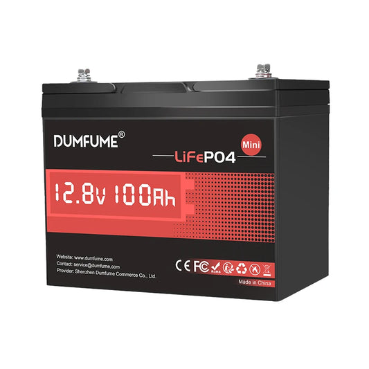 Dumfume 12.8V 100Ah Mini Motorcycle Battery LiFePO4 Lithium Built In 100A BMS  RV Powerstation