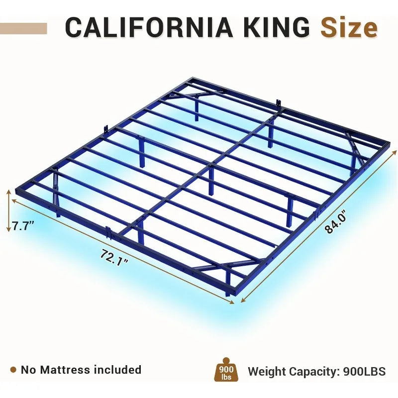 Floating Bed Frame with LED Lights, Metal Platform Full Bed, No Box Spring Needed