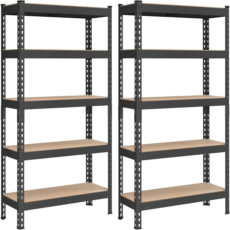 5-Tier Storage Shelves, Set of 2 Garage Storage, Boltless Assembly, Shelving Units, Load 1929 lbs