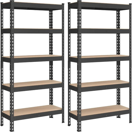 5-Tier Storage Shelves, Set of 2 Garage Storage, Boltless Assembly, Shelving Units, Load 1929 lbs